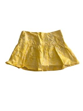 split Yellow Floral Circle Mini Skirt